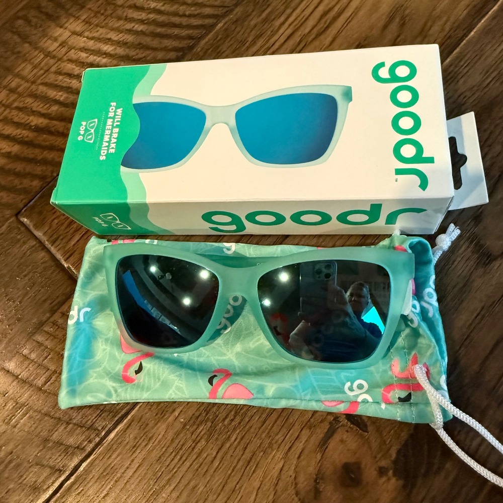 Goodr Will Brake for Mermaids POP G Sunglasses Polarized Blue Lens Seafoam Green